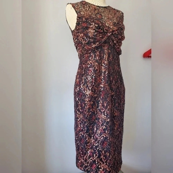 David Meister sequined midi dress size  4. - Picture 4 of 9
